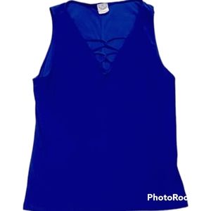 Royal Blue Sleeveless Blouse Top . XL